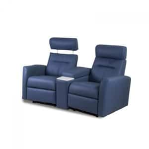 601 2 Seater Home Cinema Recliners in Blue Leather
