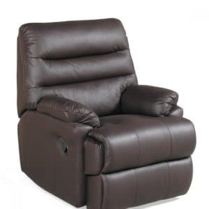 Alba Small Brown Leather Recliner 900mm wide