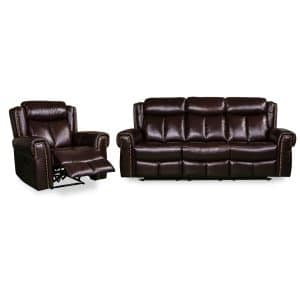 Iris 3 seater + recliner in washed off brown leather