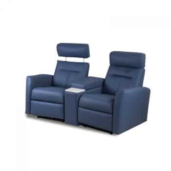 2 Seater Home Cinema Recliners in Blue Leather