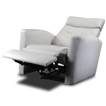 White Leather Recliner fully extended