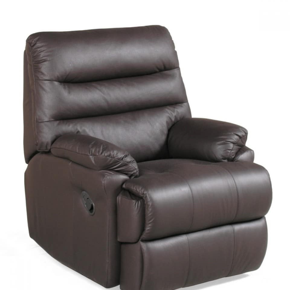 Leather Recliner Chair Alba, Modern Brown Leather Recliner Chair