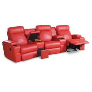 HT Urban 3 seater home theatre in red leather