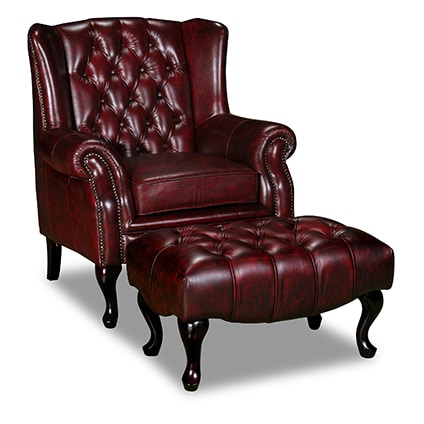 Leather Wing Chair Paris, Brown Leather Wing Chair