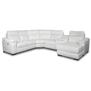 Piccadilly corner suite in white leather with chaise