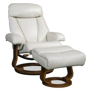 Scania swivel recliner in white leather
