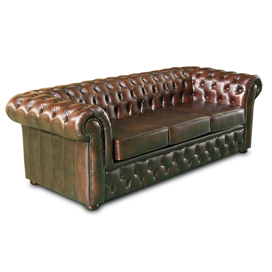 Chesterfield SMALL 142CM WIDE CHESTERFIELD TAN BROWN LEATHER TUFTED SOFA WITH HIGH BACK 