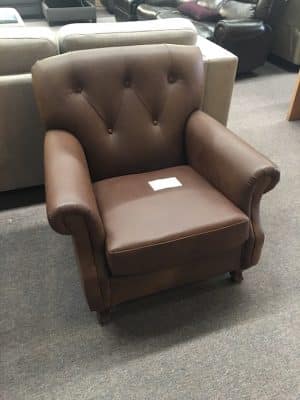 EARL OCASSIONAL CHAIR CLEARANCE ITEM IN SEMI ANILINE BROWN LEATHER