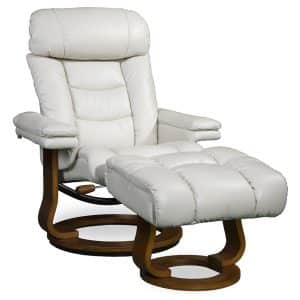 Leone swivel recliner in white leather