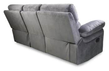 Catalina 3 seater with recliners rear view in grey fabric