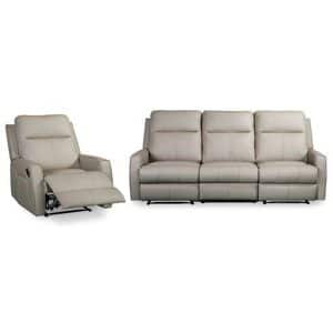 Hazman leather recliner couch in mushroom leather