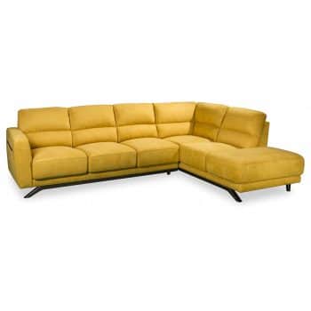 Hollywood 3 seater plu chaise sofa in yellow fabric