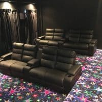 Ht Nova Home Theatre seats in black leather