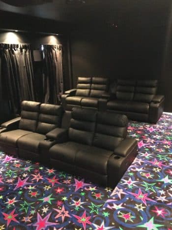 Ht Nova Home Theatre seats in black leather