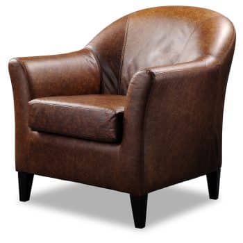 Grace leather tub chair in cracked brown leather