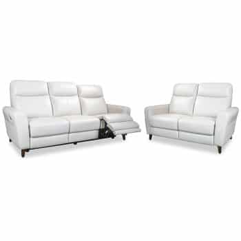 Nashville electric recliner sofa in white leather