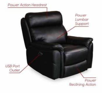 Horizon 3 motor lift recliner in black leather