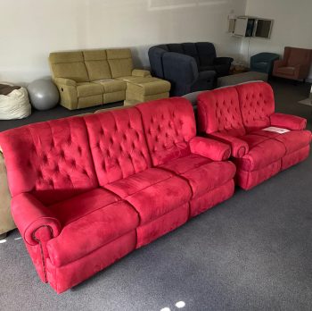 Yorkshire Red Velvet Chesterfield Recliner Lounge Clearance