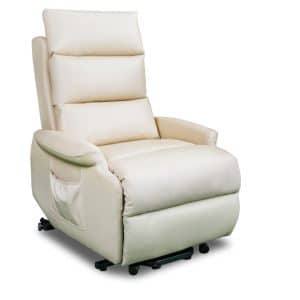Pearl dual motor lift recliner in ivory leather