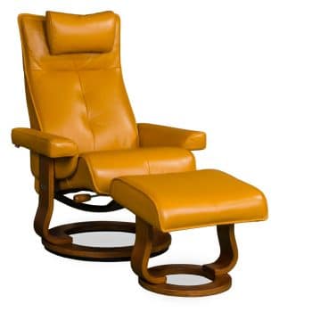 Bella swivel recliner in mustard leather