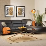 Black Leather Lounge with Chaise
