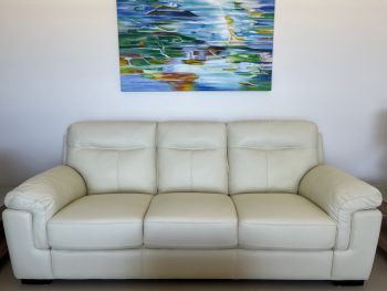 Siena Ivory leather 3 Seater Sofa