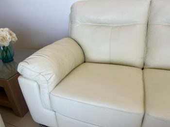 Siena Ivory leather 3 Seater Sofa - Image 3