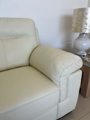 Siena Ivory leather 3 Seater Sofa - Image 4